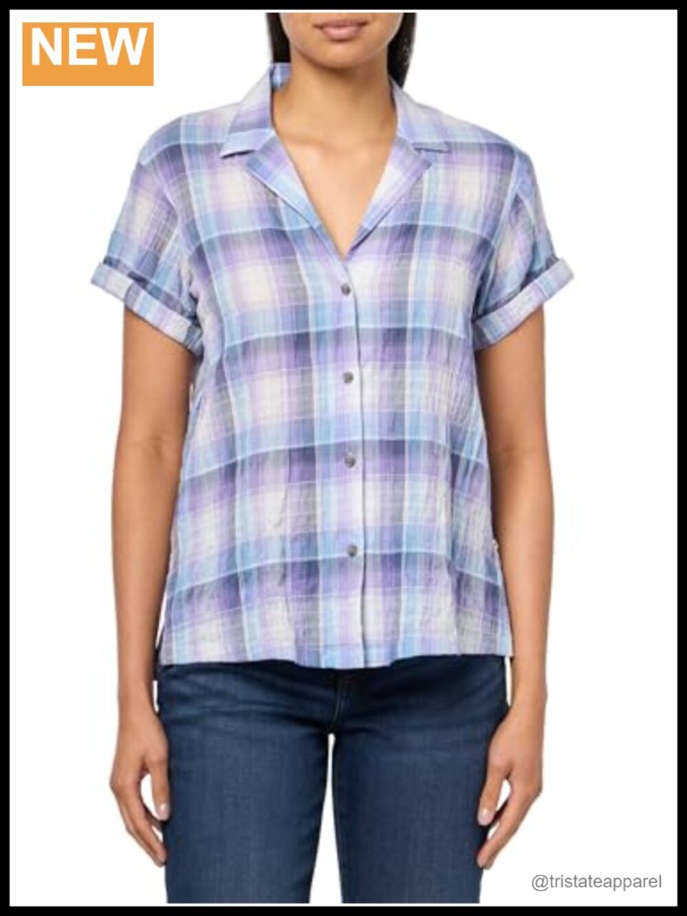100% Cotton Short Sleeve Packable Button Down Camp Shirt Collared